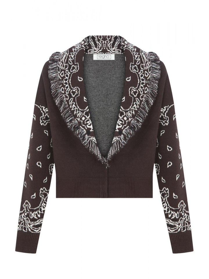 Seven Short Cardigan - Brown Jacquard