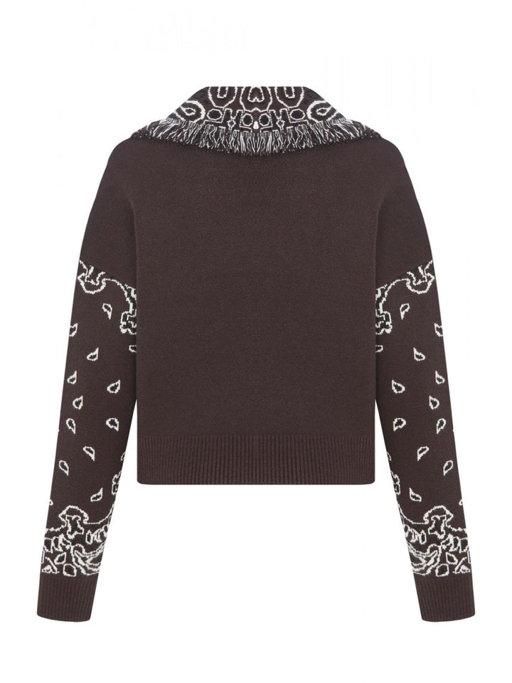 Seven Short Cardigan - Brown Jacquard