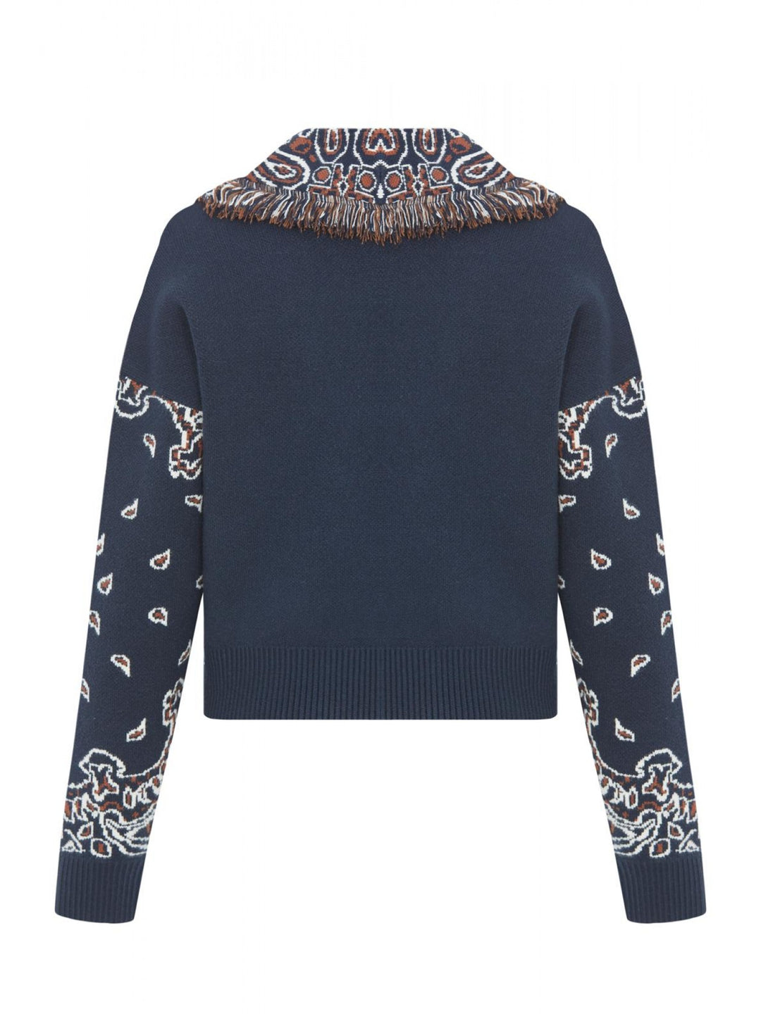 Spica Short Cardigan - Navy Jacquard