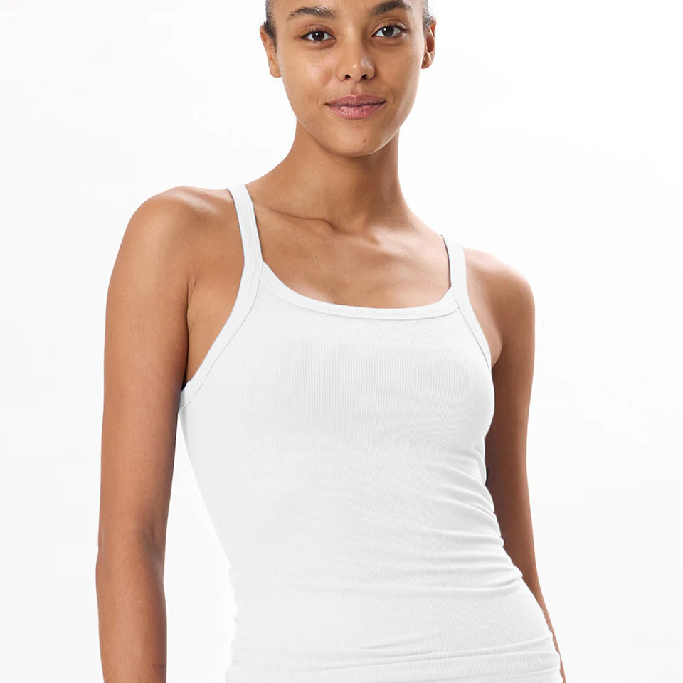 Charlie Rib Tank - White