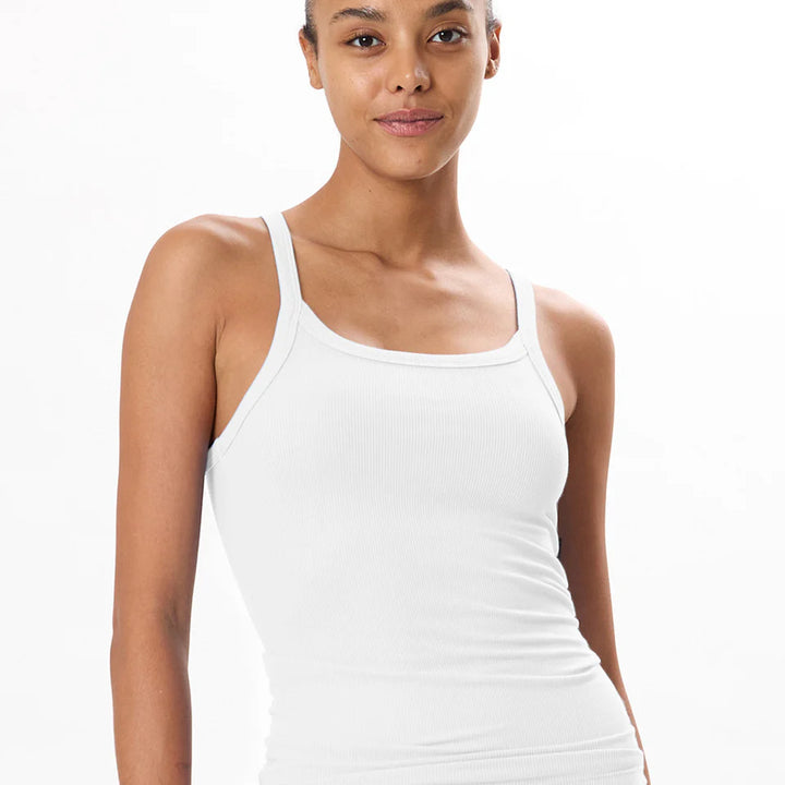 Charlie Rib Tank - White